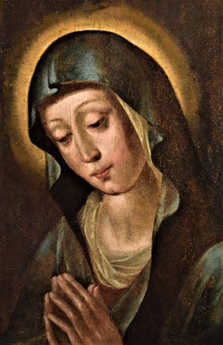 "Vergine Orante"   olio su tavola 
